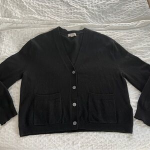 J. Crew Cashmere Patch Pocket V-neck Black Cardigan